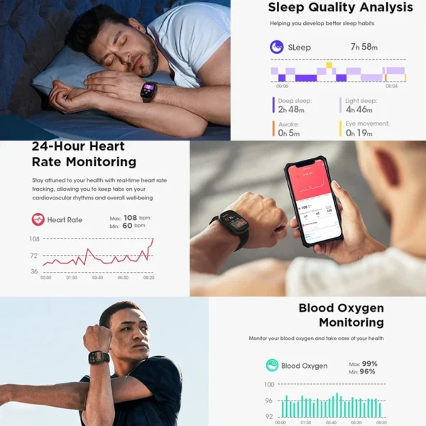 2024 New For Huawei Xiaomi Smart Watch Men Women Heart Rate 1.83 Inch AMOLED Screen Waterproof Bluetooth Call Sports Smart Watch - Image 5