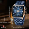 REWARD Fashion Square Dial Watch for Men Stainless Steel Waterproof Quartz Chronograph Mens Watches Luxury Sport Male Clock - Image 6