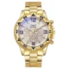 Luxury Men's Quartz Watch Classic Business Men Wristwatch Large Dial Alloy Steel Strip Blue Light Three Eye Men's Quartz Watch - Image 5