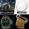POEDAGAR Luxury Man Watch Chronograph Waterproof Luminous Date Watch for Men Casual Leather Sports Military Men's Quartz Watches - Image 4