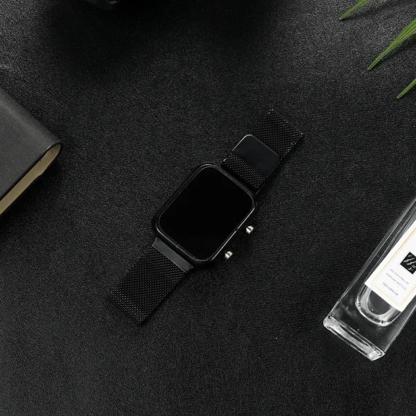 Luxury Gold Sliver Men's Digital Watch Waterproof Simple Metal Magnetic LED Wrist Watch Diaplay Time Date Mens Electronic Watch - Image 5