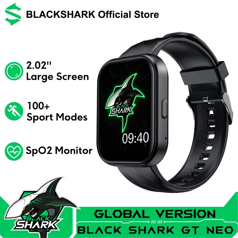 Global Version Black Shark GT Neo Smart Watch 2.02'' Large Display spO2 Monitor IP68 Waterproof Smartwatch 100+ Sport Mode