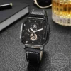 Men Quartz Watches Alloy Dial Business Men Watch PU Leather Strap Big Dial Square Sports Watch Cool Black Wristwatch for Man - Image 3