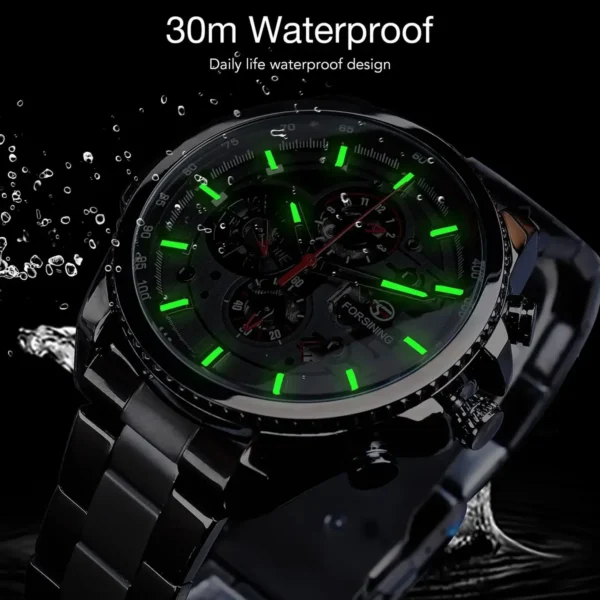 Forsining Top Men's Watches Military Stainless Steel Waterproof Date Week Display Brand Automatic Mechanical Watch for Men - Image 2