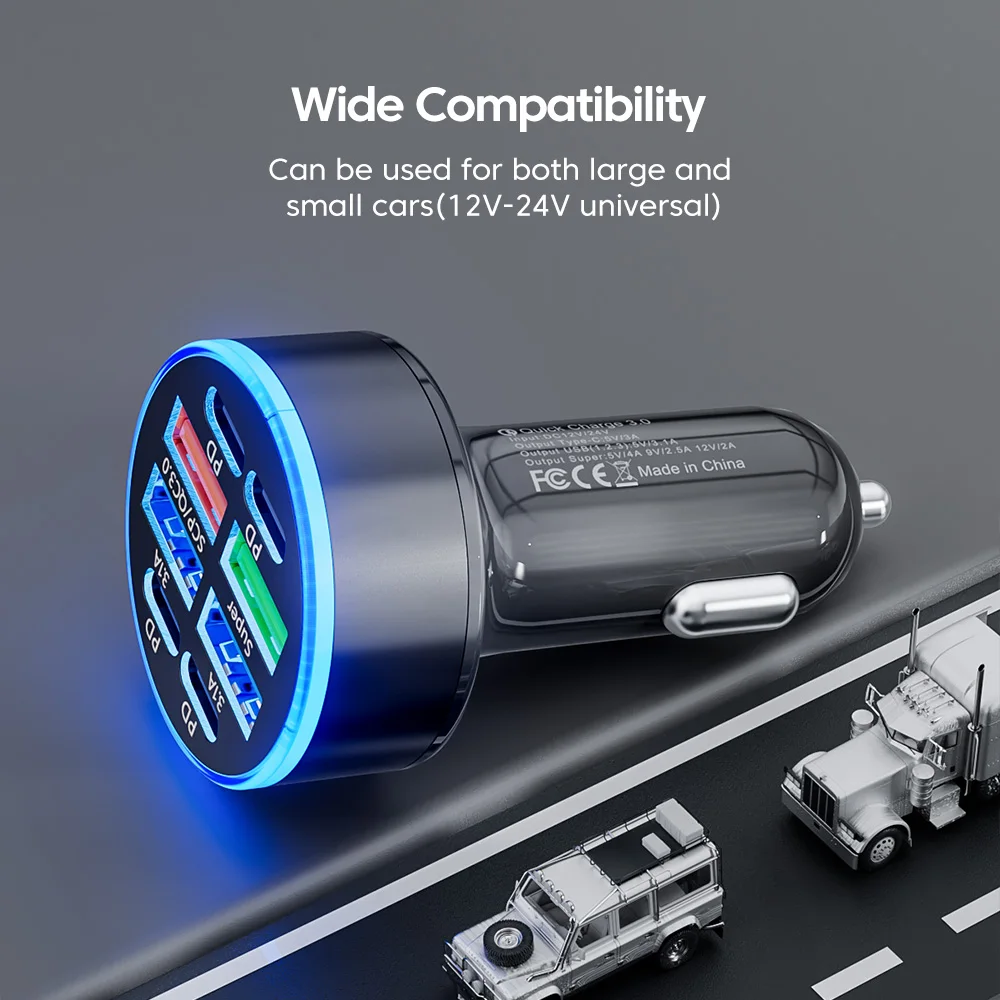 8Port USB Car Charger Type C Fast Charging Phone Adapter For Xiaomi Huawei PD Phone Charger Car Adapter Socket Cigarette Lighter - Image 4