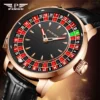 PINDU Design Roulette Watch Button Turn NH35A Men's Mechanical Watch Luminous Hands Leather Metal Buckle Strap Men Wristwatches