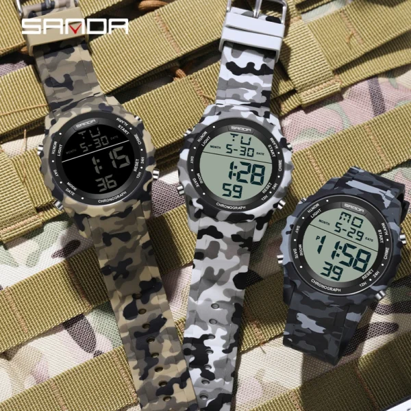 SANDA Top Brand G Style Camouflage Military LED Digital Watch Men Waterproof Clock Outdoor Sport Watches Male Electronic Watch - Image 3