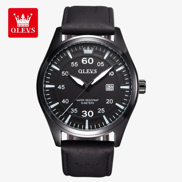 OLEVS Fashion Brand Business Men's Watches Leather strap Digital scale Calendar Quartz Watch Waterproof Trend Male Wristwatch - Image 4