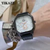 YIKAZE Alloy Men Quartz Watches Leather Strap Big Dial Student Square Sports Watch Cool Black Men's Watch Waterproof Wristwatch - Image 2