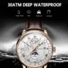 Luxury Man Watch Waterproof Chronograph Moon Phase Pattern Luminous Men's Wristwatch Leather Men Quartz Watches Casual Clock - Image 4