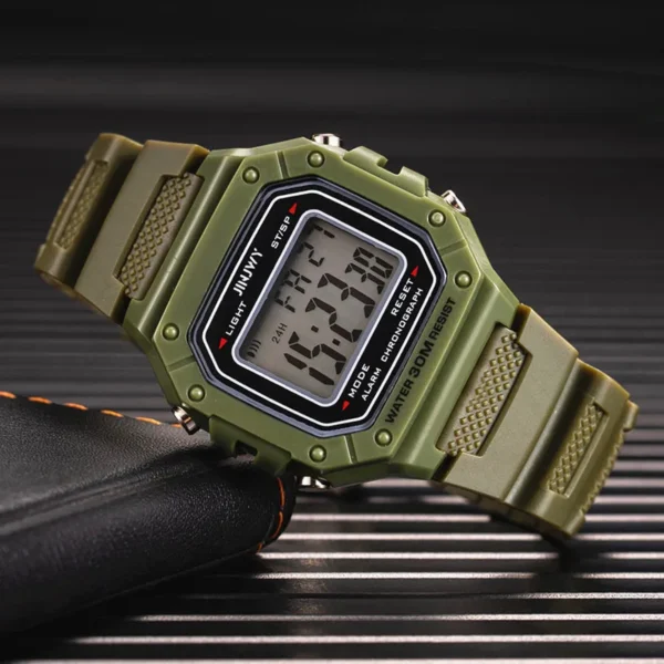 Men's Digital Watch Waterproof Army Green Military Sports Small Square Led Watch Fashion Luminous Electronic Clock reloj hombre