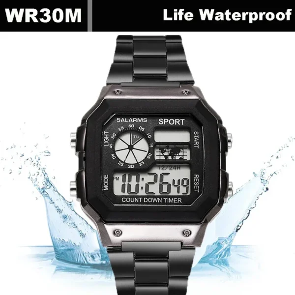 Luxury Men's Wristwatch Multifunction LED Digital Watch Alloy Strap Classic Business Men Watch 7-colors Luminous Sport Watches - Image 4