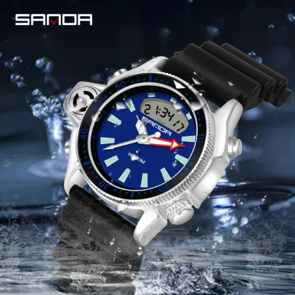 SANDA New Fashion Sport Men's Watch Casual Style Watches Men Military Quartz Wristwatch Diver Man Watches Relogio Masculino 3008 - Image 3
