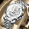 UTHAI CQ260 Multi functional luxury quartz watch, fashionable and high-end luxury men's watch, Roman hollow design clock - Image 4