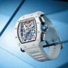 ONOLA Fashion Tonneau Mens Watch Waterproof Chronograph Quartz Clock Sports Silicone Strap White Watches for Men Luxury 2024 New - Image 3