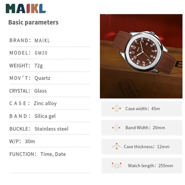 MAIKL Top Luxury Brand Male Quartz Watches Silicone strap Date Watch For Men Waterproof Sport Clock Male Relogio Masculino - Image 5