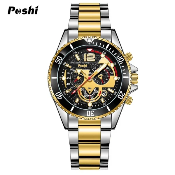 POSHI Men's Watch Luxury Waterproof Men Quartz Wathes Chronograph Luminous Alloy Strap Date Business Wristwatch Clock for man - Image 2