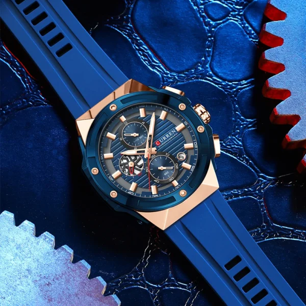 CURREN Fashion Men Watches Top Brand Luxury Silicone Sport Watch Men Quartz Date Clock Waterproof Wristwatch Chronograph Clock - Image 6