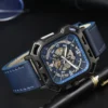 LONGLUX automatic watch cool wholesale mechanical wristwatches steel hollow no logo leather mens watch men gift ﻿ - Image 4