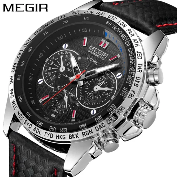 MEGIR 1010 Hot Men's Watch Original Luxury Fashion Brand Sport Clock Leather Strap Business Quartz Wrist Watches for Men Casual - Image 5