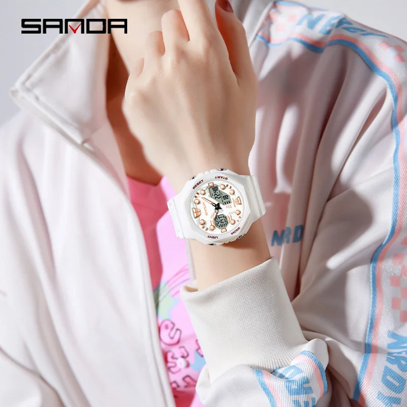 SANDA 6200 Stopwatch Wristwatch Alarm LED Light Digital Watches Men's Sports Watch Military Watches Men Watch 50M Waterproof - Image 6