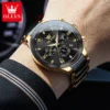 OLEVS Men's Watches Original Quartz Watch for Man Waterproof Luminous Ceramic And Steel Strips Wristwatch Male Moon Phases - Image 2
