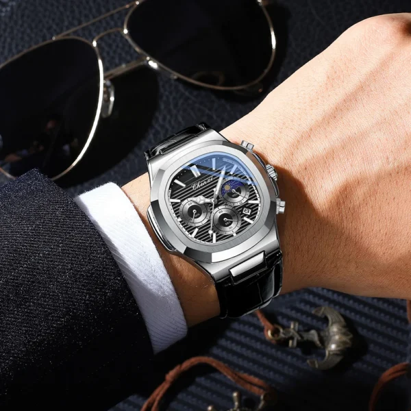 CHENXI Watch Men High-end Leather Strap Chronograph Quartz Clock Waterproof Square Watches Luxury Men 2024 - Image 4