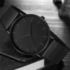 Black Men Watches Male Business Style Wristwatches Stainless Steel Quartz Watch Men Clock with Calendar Mesh Belt Relogio - Image 2