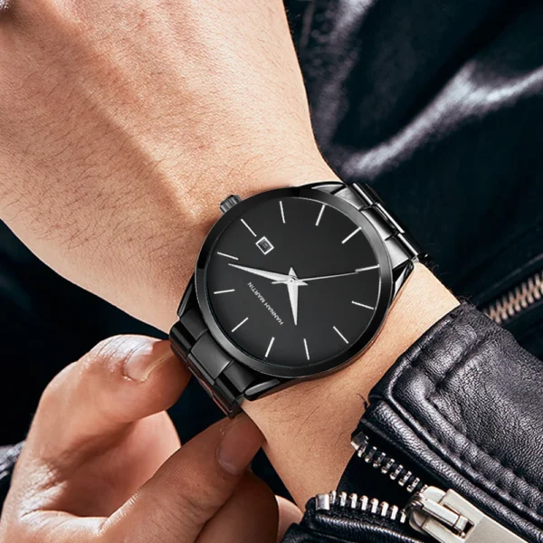 Men Watch Top Brand Luxury Calendar Stainless Steel Quartz Fashion Business Full Black Waterproof Sports Watch Relogio Masculino - Image 5