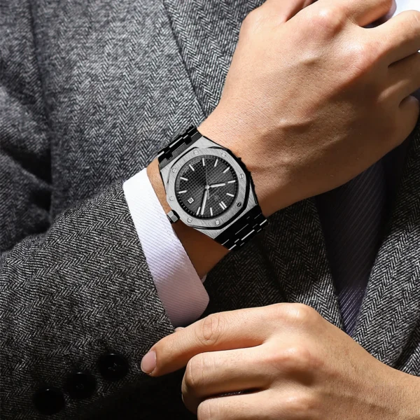 POEDAGAR Fashion Men's Watch Original Waterproof Stainless Steel Wristwatch Luminous Date Mineral Glass Date Trend Watch for Man - Image 2