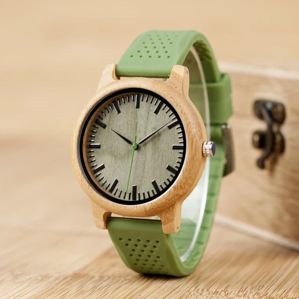 BOBO BIRD Wood Watch for Men Women Japan Analog Quartz Wristwatches 44mm Causal Green Leather Watches Custom Birthday Gift - Image 3
