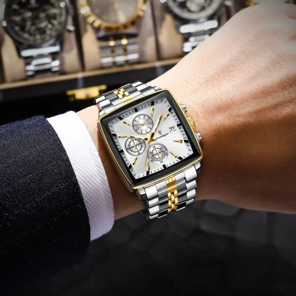 POEDAGAR Luxury Square Sport Man Wristwatch Waterproof Luminous Chronograph Quartz Men's Watches Stainless Steel Men Watch Reloj - Image 5