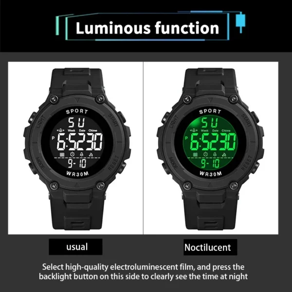 YIKAZE Digital Sports Watch for Men Waterproof Luminous Men's Sport Watches Alarm Clock Military Kids Student Electronic Watches - Image 6