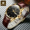 OLEVS 6898 Business High Quality Men Wristwatches, Waterproof Quartz Genuine Leather Strap Watches For Men Calendar Week Display - Image 5