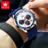 OLEVS Famous Brand Original Men's Watch Luminous Silicon Tape Quartz Watch Chronograph Three eye Dial Trend Sporty Wristwatch - Image 3