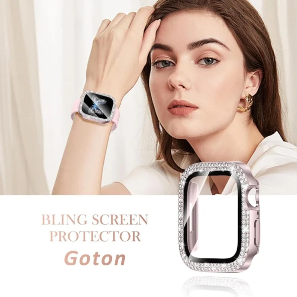 Diamond Case+Glass for Apple Watch Series 10 46mm 42mm Double Glitter Diamond Bumper Screen Protector for iWatch 10 Accessories - Image 5