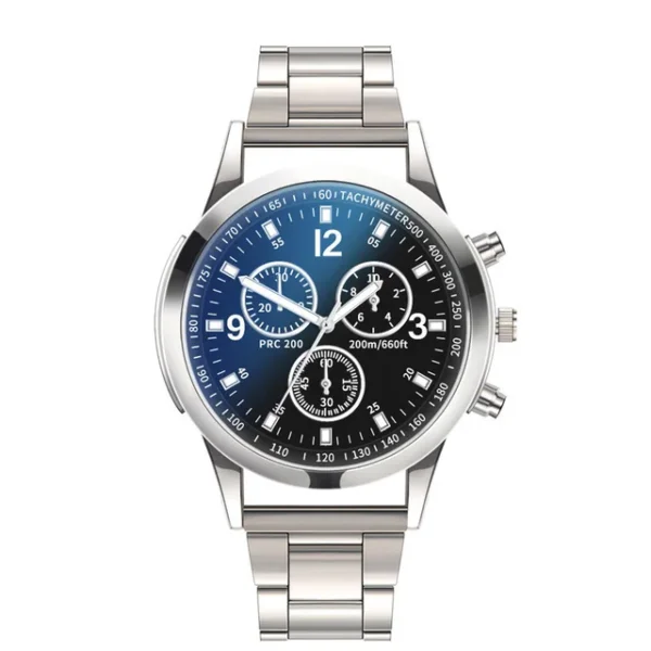 Dazzling colour blue glass three eyes steel belt watch men quartz watches gifts men's watches wholesale - Image 2