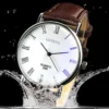 Classic Vintage Geneva Watch for Men, Analog Business Quartz Wristwatch, Roman Numerals, Blu-Ray, Faux Leather Band - Image 4