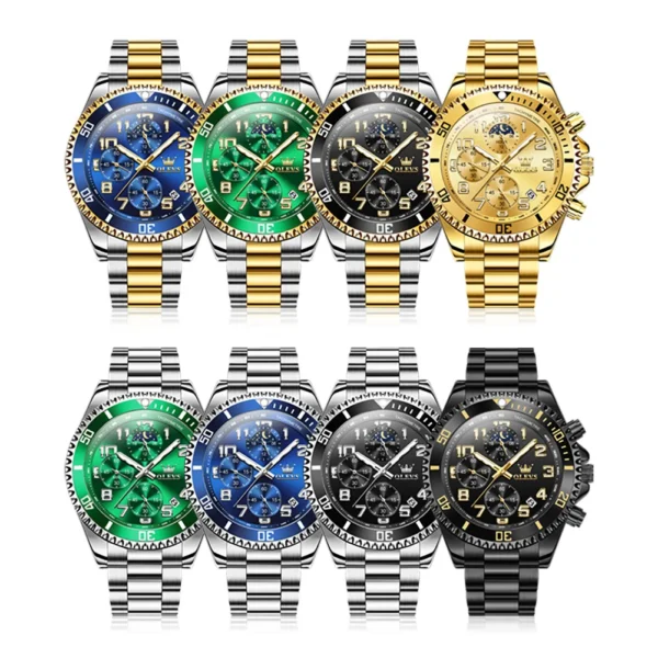 OLEVS 2926 Watches For Men New Fashion Brand Luxury Quartz Watch Three Small Dial Stainless steel Waterproof Chronograph - Image 6