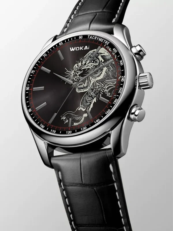 2023 New Fashion WOKAI Watch Men Tiger Watches Casual Leather Band Analog Quartz Wristwatches Men Montre Homme Reloj Hombre - Image 2