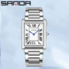 SANDA Couple Watch Men Waterproof Casual Fashion Quartz Watches Stainless Leather Strap Square Dial Design Ladies Lover Clock
