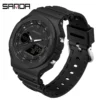 SANDA 6016 New Sports Casual Mens Watch Chronograph Running 50M Waterproof LED Noctilucent Dual Display Quartz Mens Watches