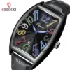 CHENXI Luxury Watch for Men Leather Strap Casual Waterproof Wristwatches Quartz Clock Tonneau Shape Large Numbers Men's Watches - Image 3