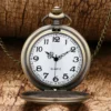 Bronze Roman Scale Display Design Quartz Pocket Watch Vintage Masculino Relogio Pendant Necklace Chain Leisure Men's Gift Clock - Image 4