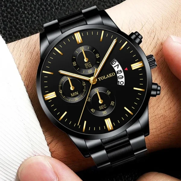 Luxury Men Stainless Steel Watch Calendar Quartz Wristwatch Business Watches Man Clock Relogio Masculino - Image 3