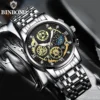 BINBOND B4010 Fashion Casual Quartz Men Watch Stainless Steel Strap Luxury Dial Luminous 30M Waterproof Business Men Wristwatch - Image 2