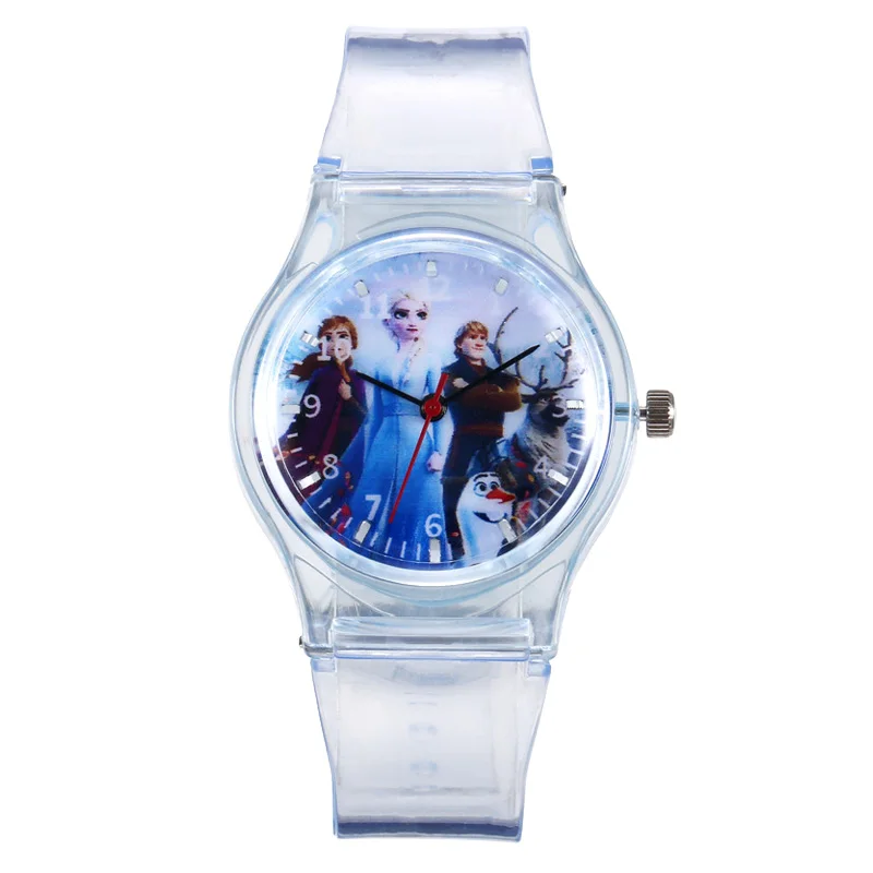 Disney Princess Elsa Children Watches for Girls Transparent strap Kids Quartz Clock Reloj Infantil Wristwatches Dropshipping 