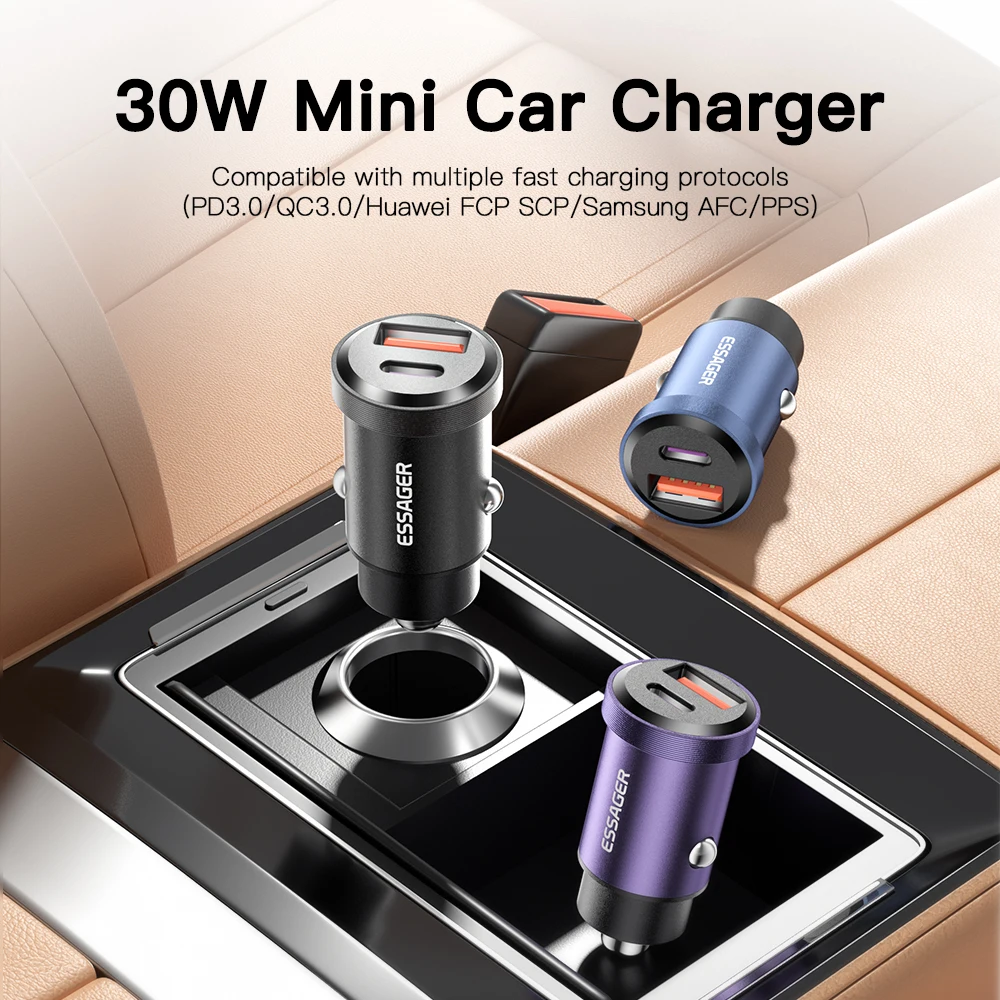 Essager 30W USB Car Charger Quick Charge4.0 QC PD 3.0 SCP 5A USB Type C Car Fast Charging For iPhone 14 13 Huawei Samsung Xiaomi SINSA - Image 5