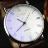 Classic Vintage Geneva Watch for Men, Analog Business Quartz Wristwatch, Roman Numerals, Blu-Ray, Faux Leather Band - Image 3