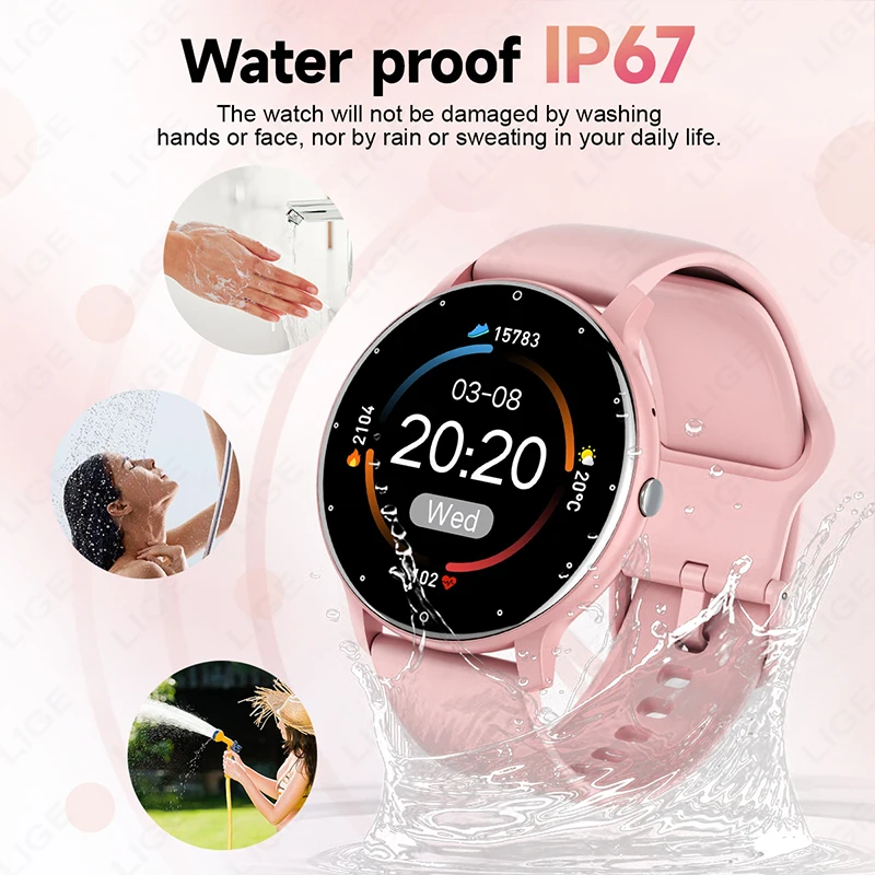LIGE 2024 Smart watch Ladies Full touch Screen Sports Fitness watch IP67 waterproof Bluetooth For Android iOS Smart watch Female - Image 3